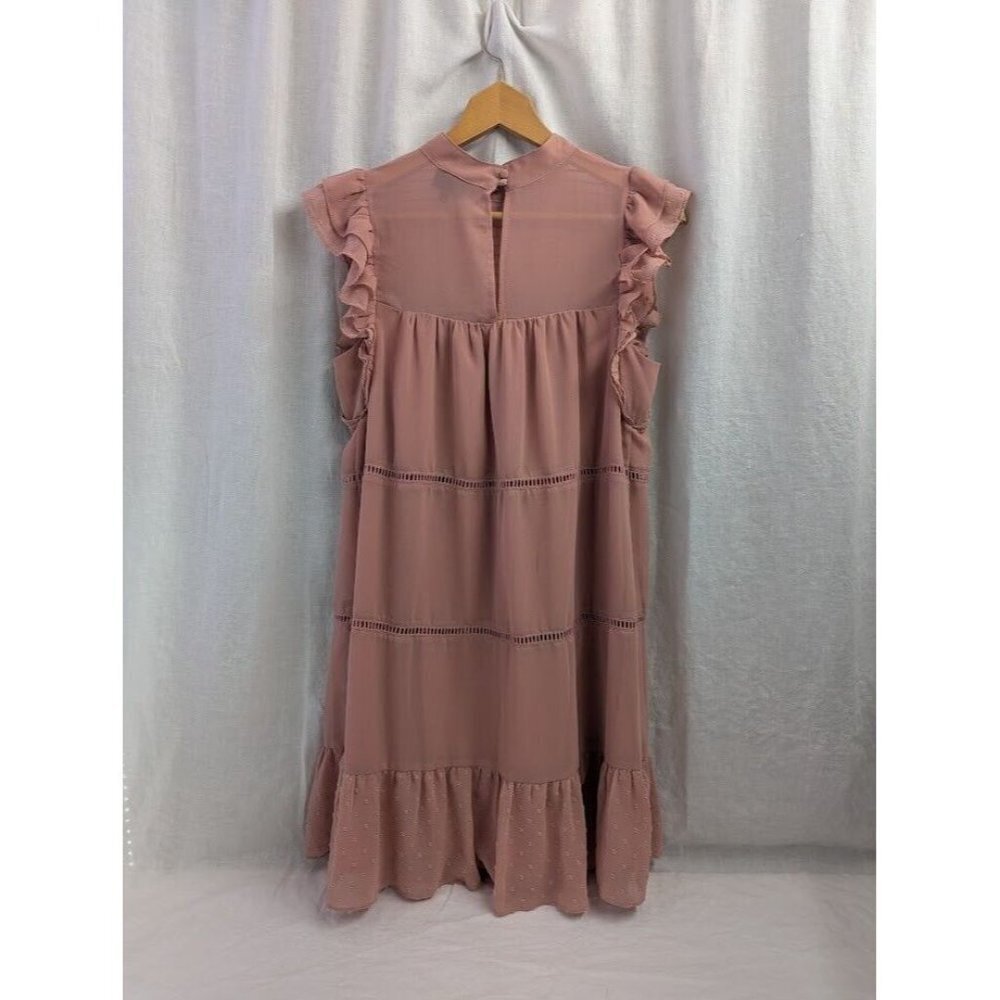 Who What Wear women's medium sleeveless peachy dusty rose dress high neck B1 - Picture 4 of 9